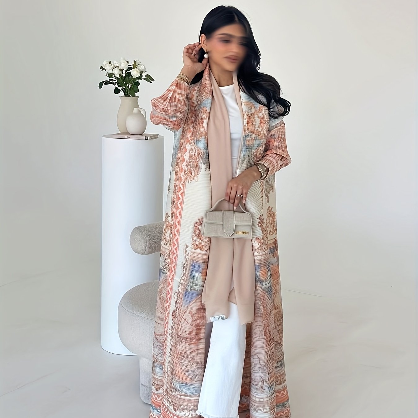 Plus Size Floral Print Maxi Kaftan Dress Womens Lightweight Summer Robe