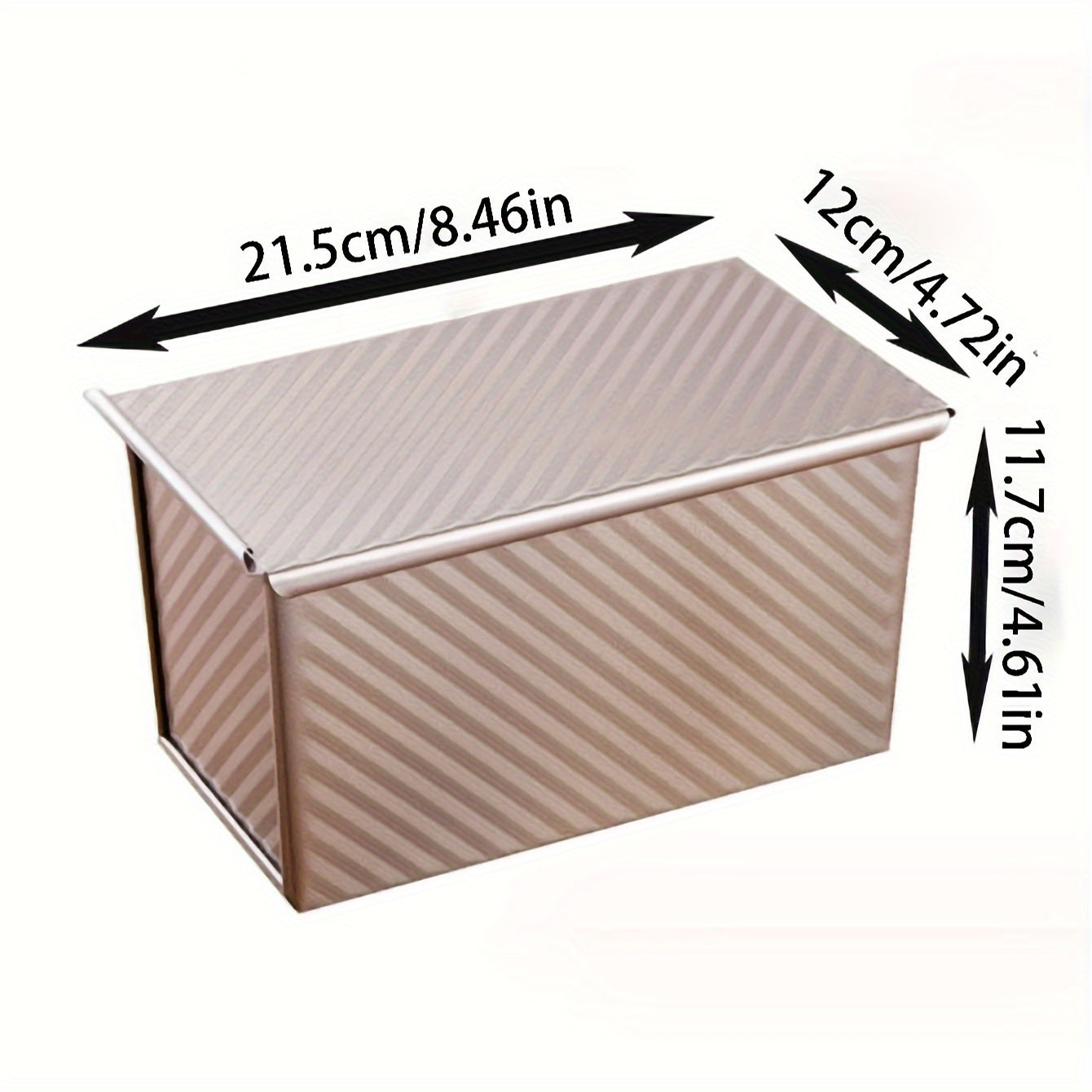 1-Piece 450g Carbon Steel Loaf Pan with Lid Non-Stick Ridges for Bread Baking