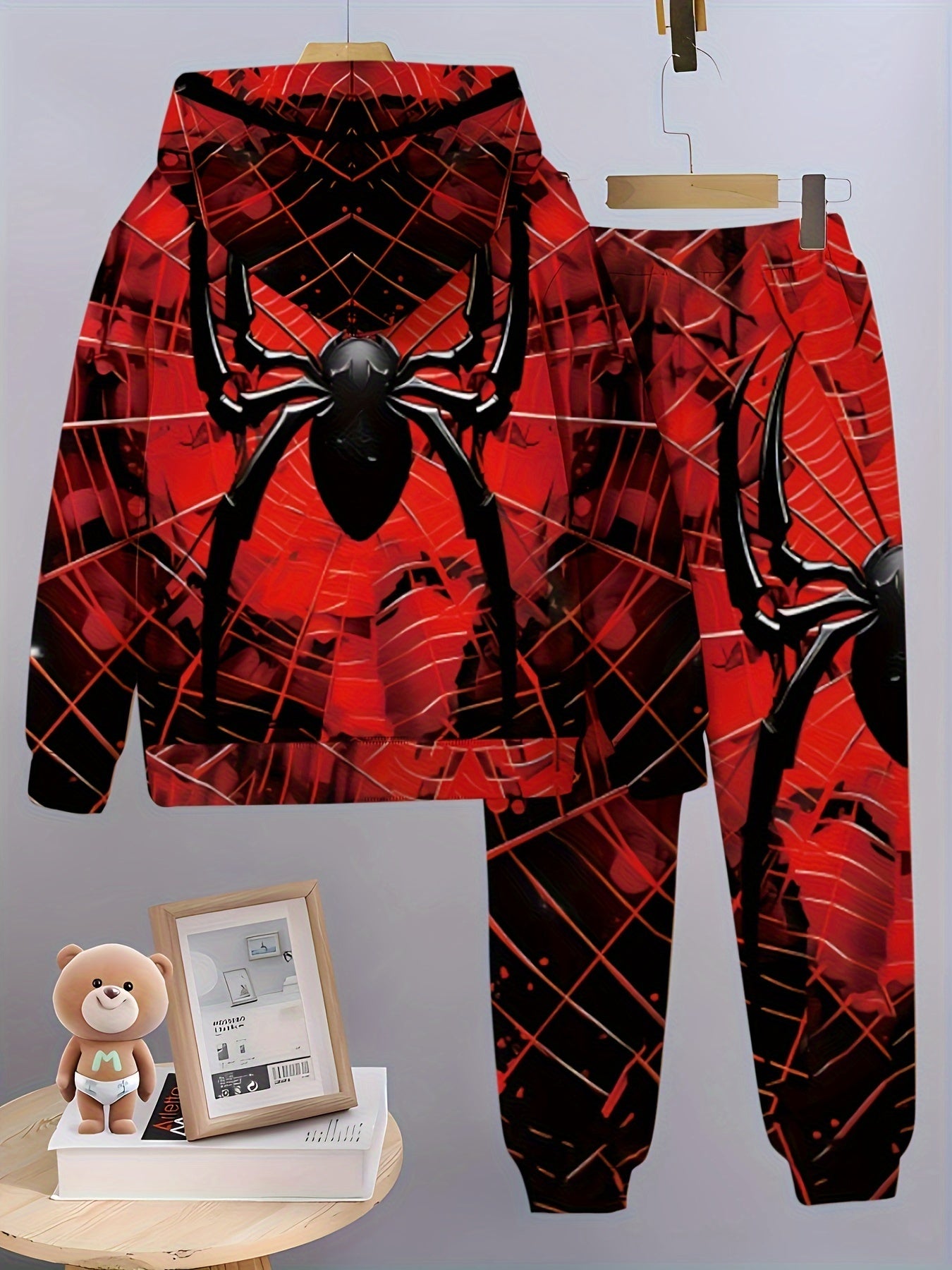 Kids Boys Hoodie and Pants Set with Spider Hero 3D Digital Print Fall Winter Casual Comfortable