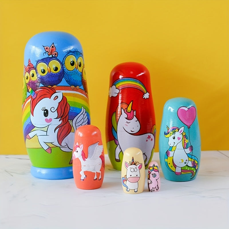 3-6 yoshdagi bolalar uchun qo'l bilan yasalgan yog'ochdan tayyorlangan ichma-ich qo'g'irchoq to'plami. Turli bayramlar va tadbirlar uchun ideal.