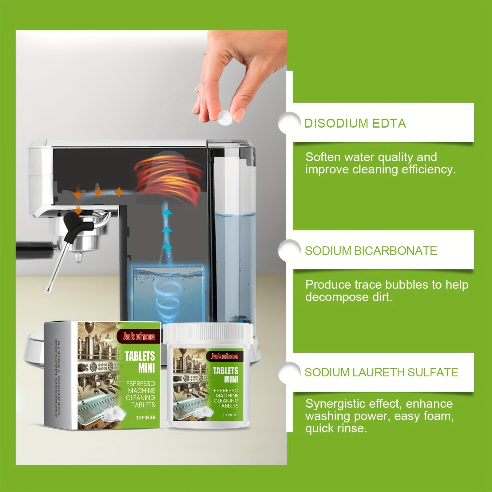 Coffee Machine Cleaning Tablets Set of 10 Descaling and Stain Removal