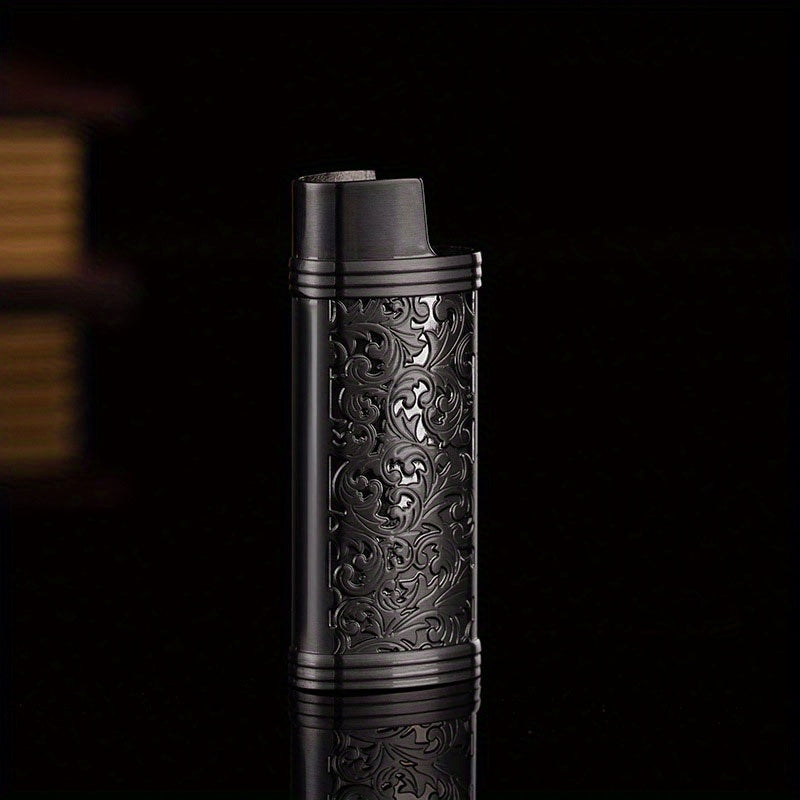 Small Metal Lighter Set Vintage Floral Mini Lighter Cover Holder