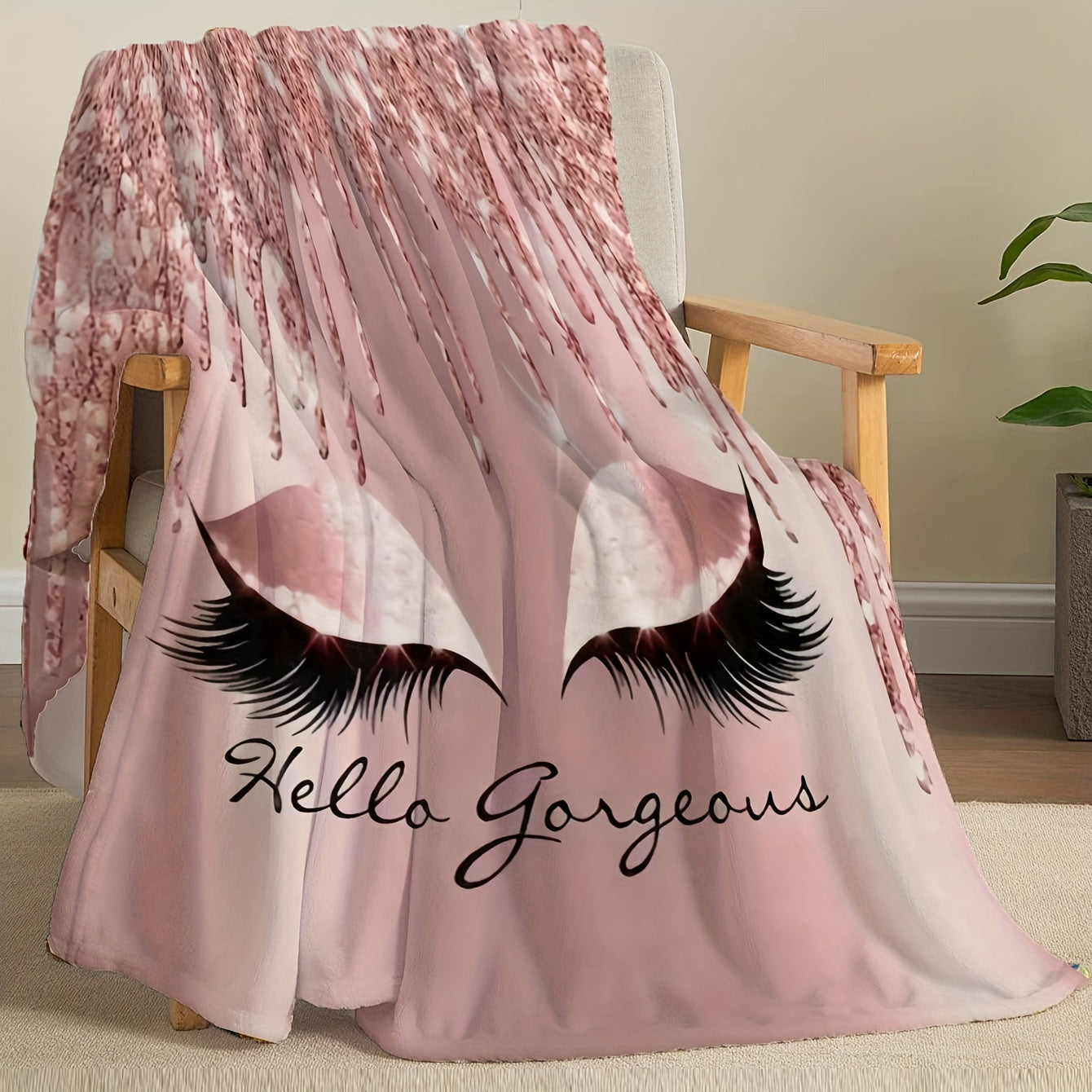 Pink Flannel Blanket Throw for Women Soft Cozy Gift for Girlfriend or Mother