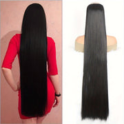 Women Synthetic Hair Extensions Clip-In Long Straight Black Brown Blonde 50-100cm