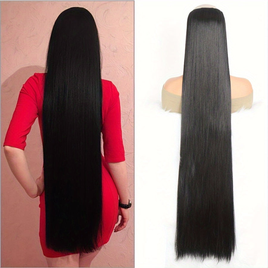 Women Synthetic Hair Extensions Clip-In Long Straight Black Brown Blonde 50-100cm