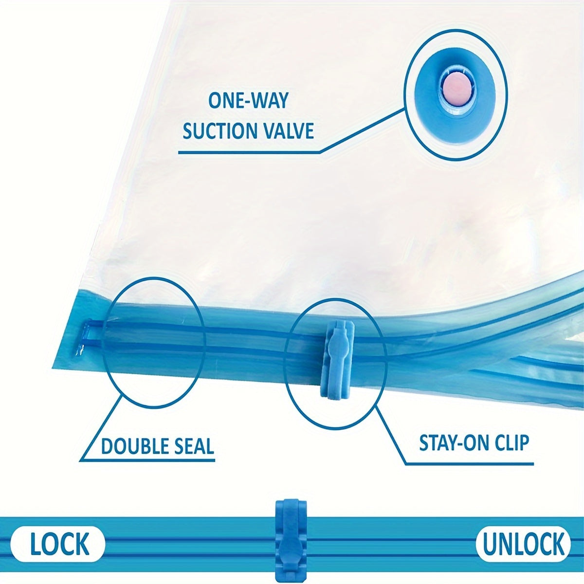 10 ta vakuum siqish saqlash sumkasi kiyimlar va yostiq uchun, joyni tejovchi tashkilotchi