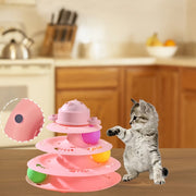 Interactive Cat Toy Tower with Rotating Tracks Multi-Level Plastic Durable Non-Battery