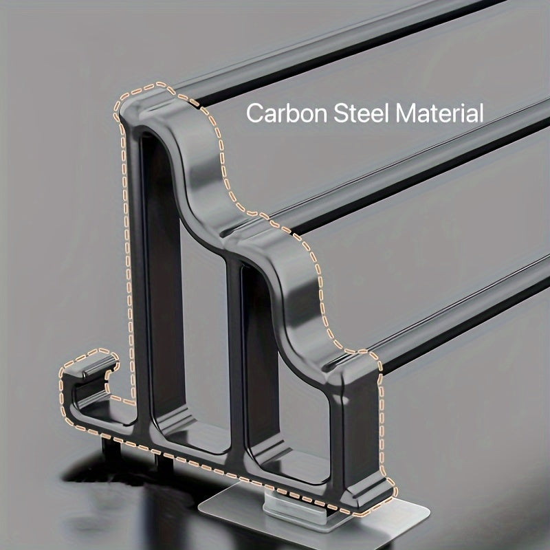 No-Installation Plastic Towel Rack with Dual Bars and Hooks for Bathroom Space Saving