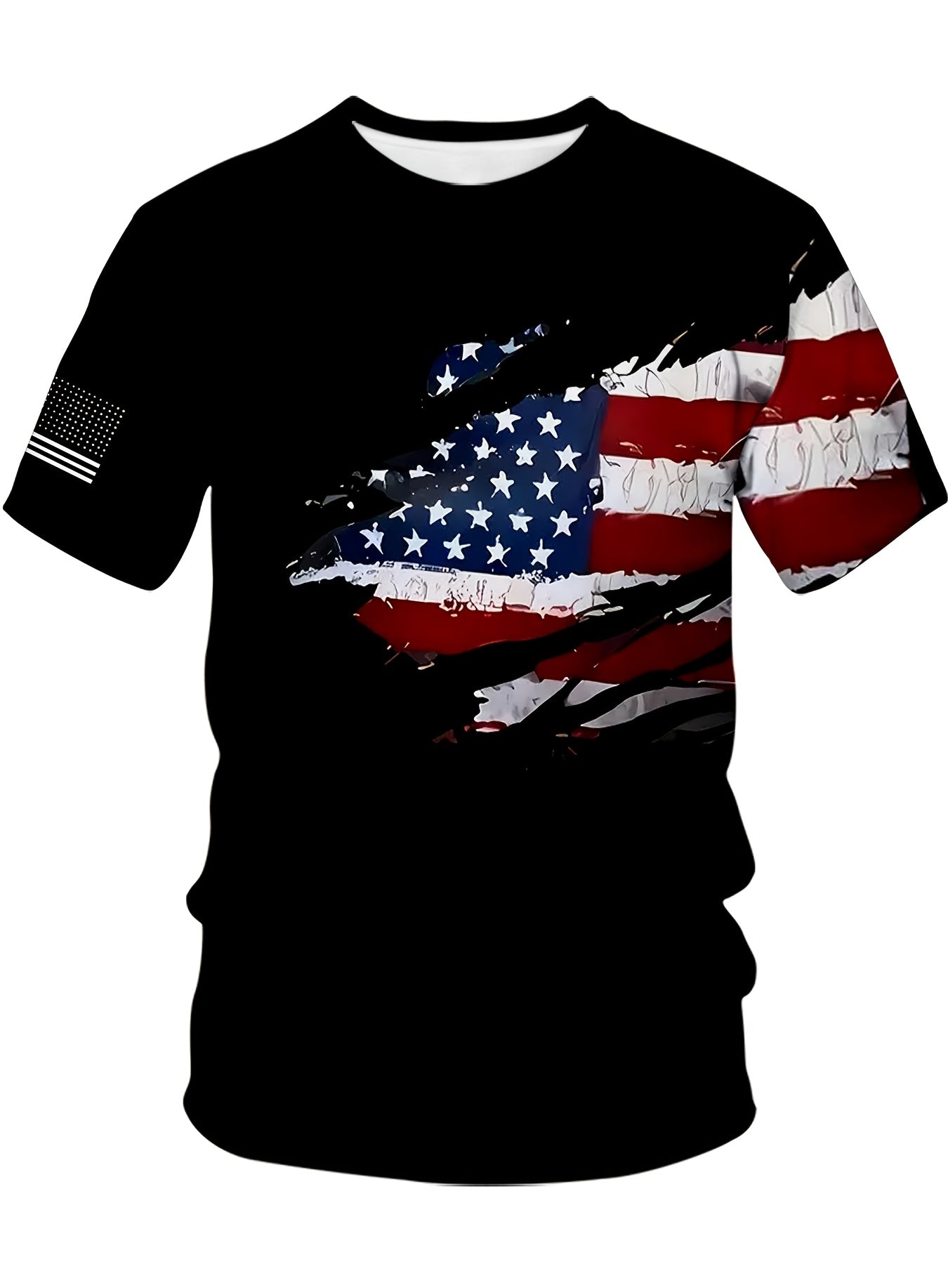 Men's Plus Size USA Print Short Sleeve T-Shirt Polyester Spandex Casual Sports