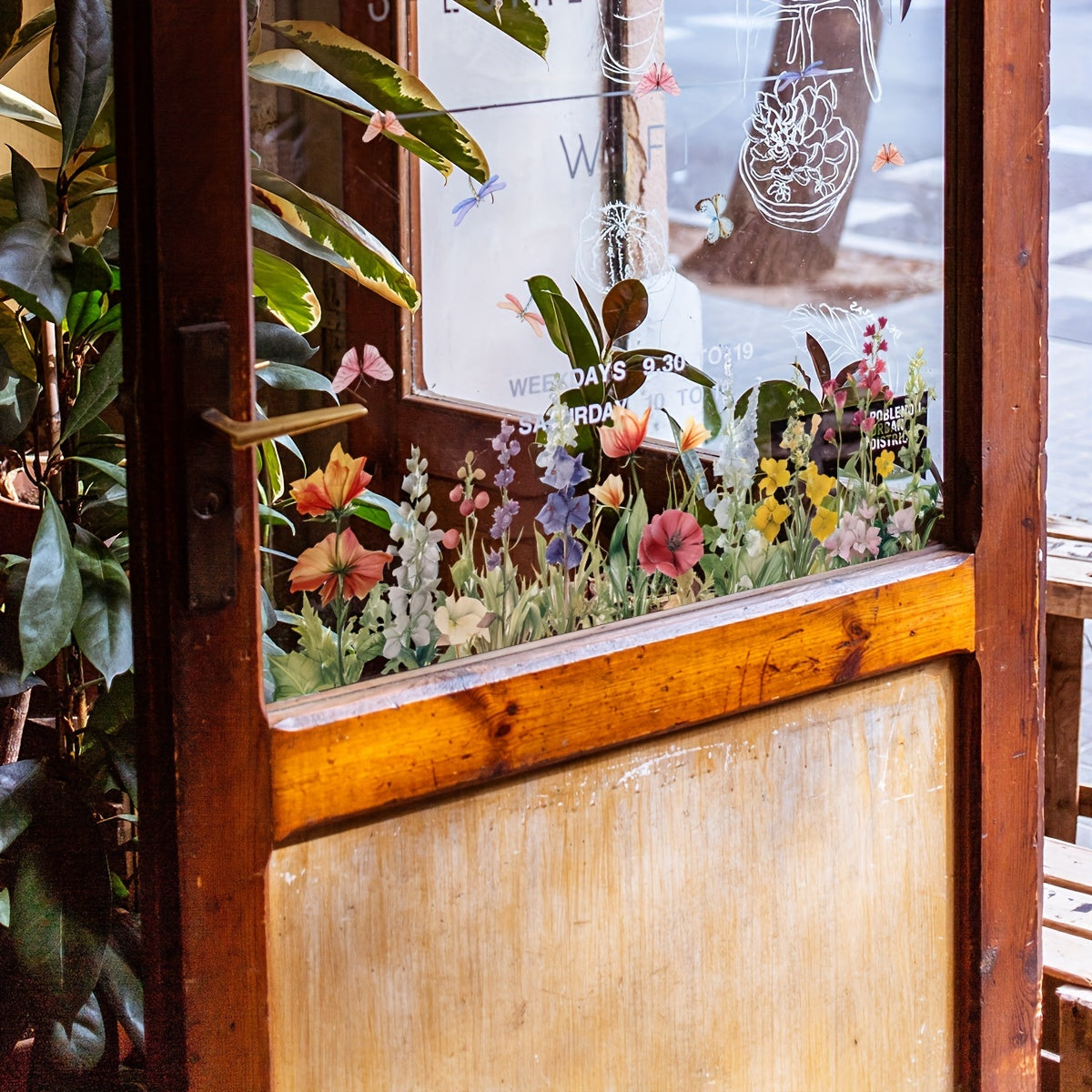 Colorful Floral Butterfly Window Stickers for Christmas Holiday Decor Self-Adhesive Wall Decals