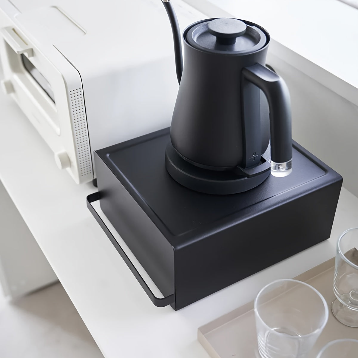 Metal Kitchen Organizer With Drawer for Coffee Machines and Tea Bags