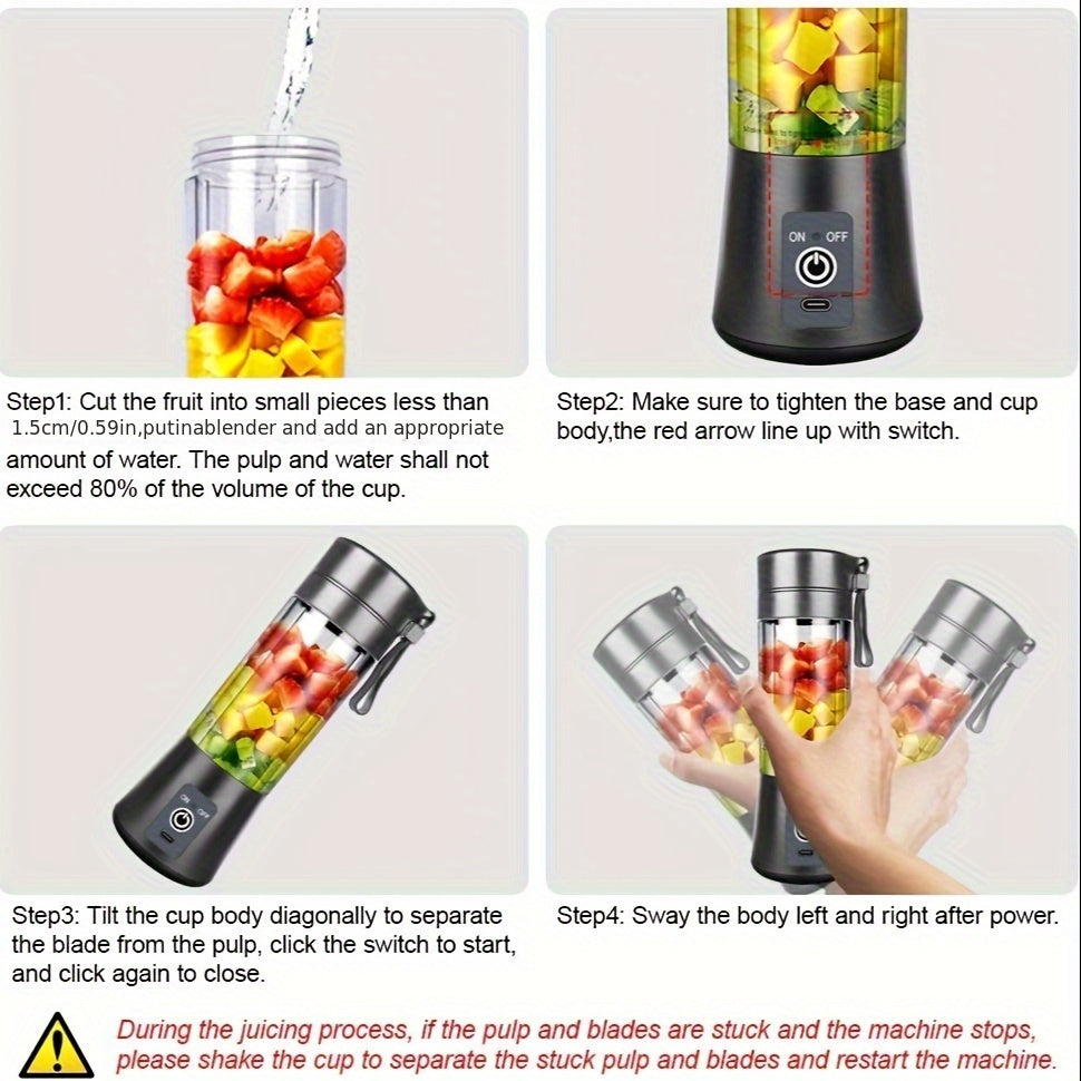 Portable 380ml Mini Blender USB Rechargeable Personal Shake Smoothie Ice Juicer