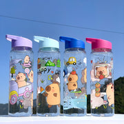 Botella de agua de diseño de dibujos animados kawaii, ligera, lavable y libre de BPA para niños