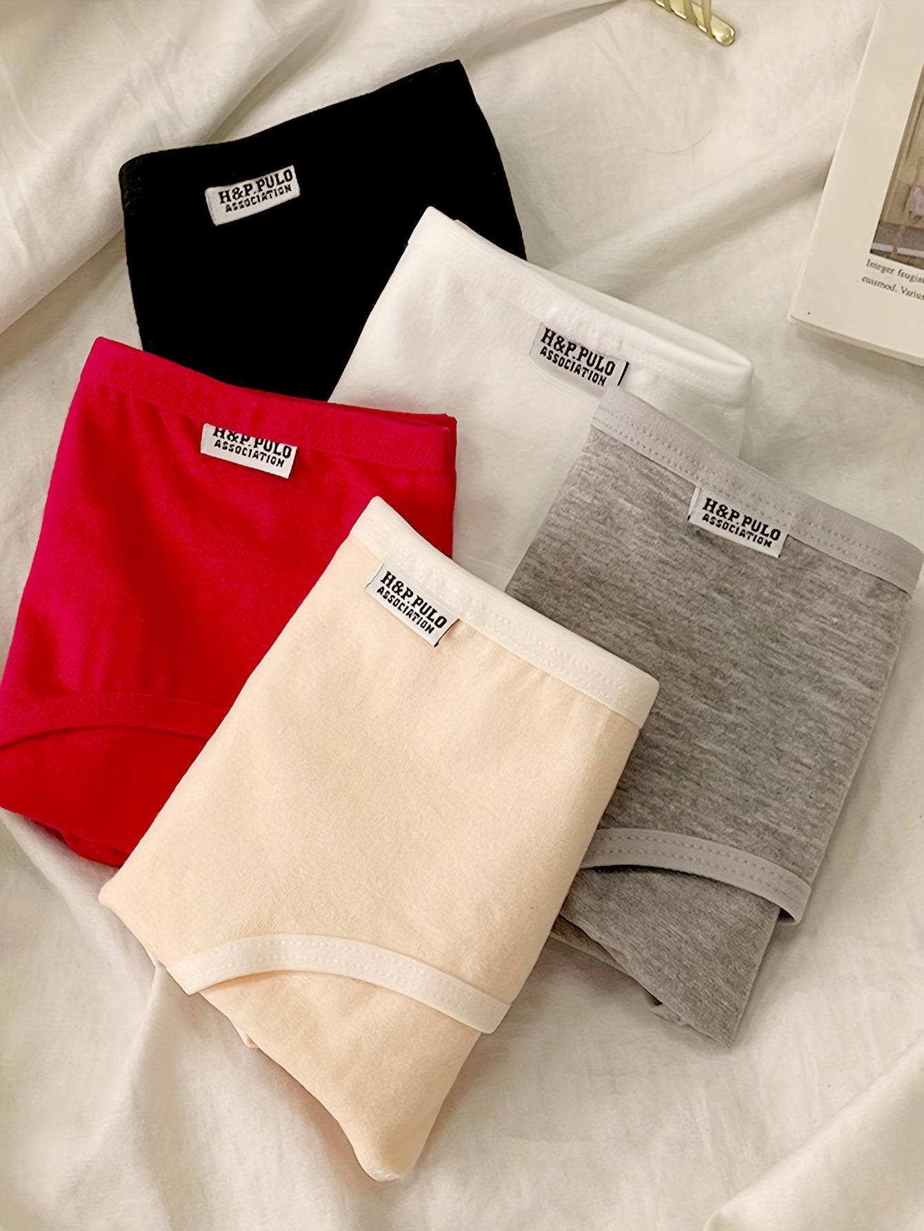 Women's Hipster Panties Set 5 Pieces Cotton Spandex Low-Rise Solid Colors