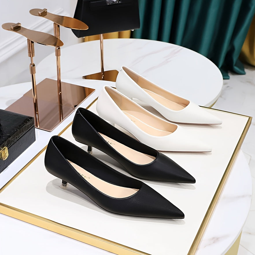 Women's All-Season Pointed Toe Mid Heel Office Shoes in Solid Color