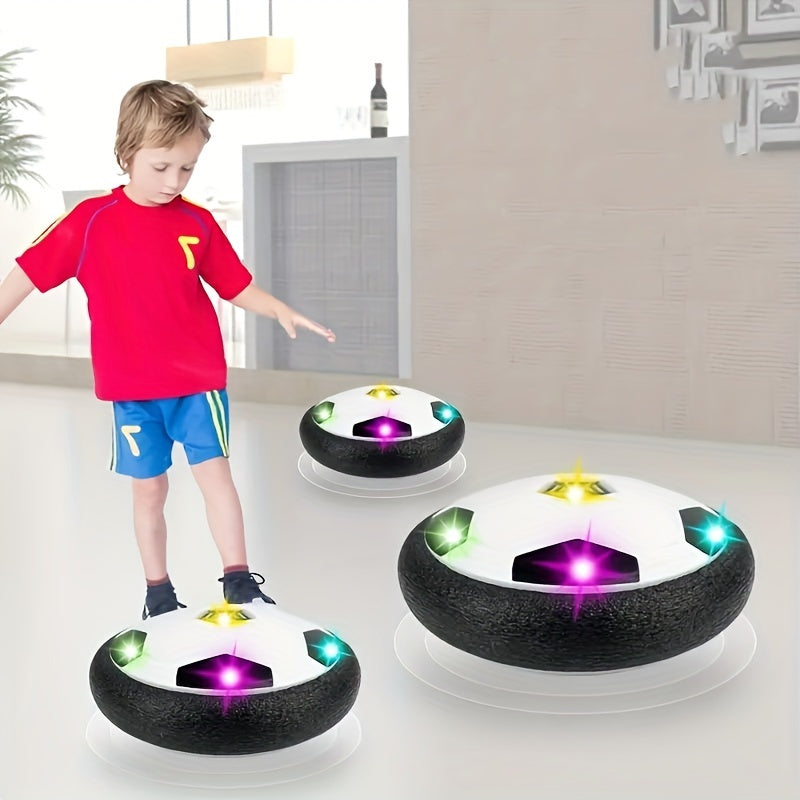 LED Light Air Cushion Football for Kids Indoor Outdoor Play White Black