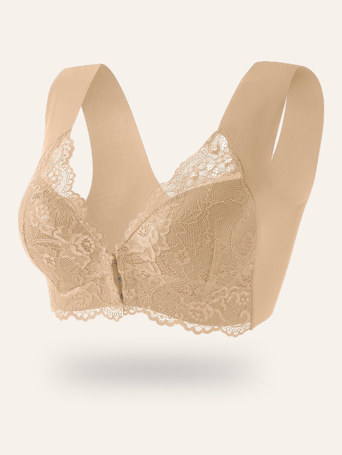 Lingerie Lace Bra with Deep V Open Back and Front Closure for Comfort