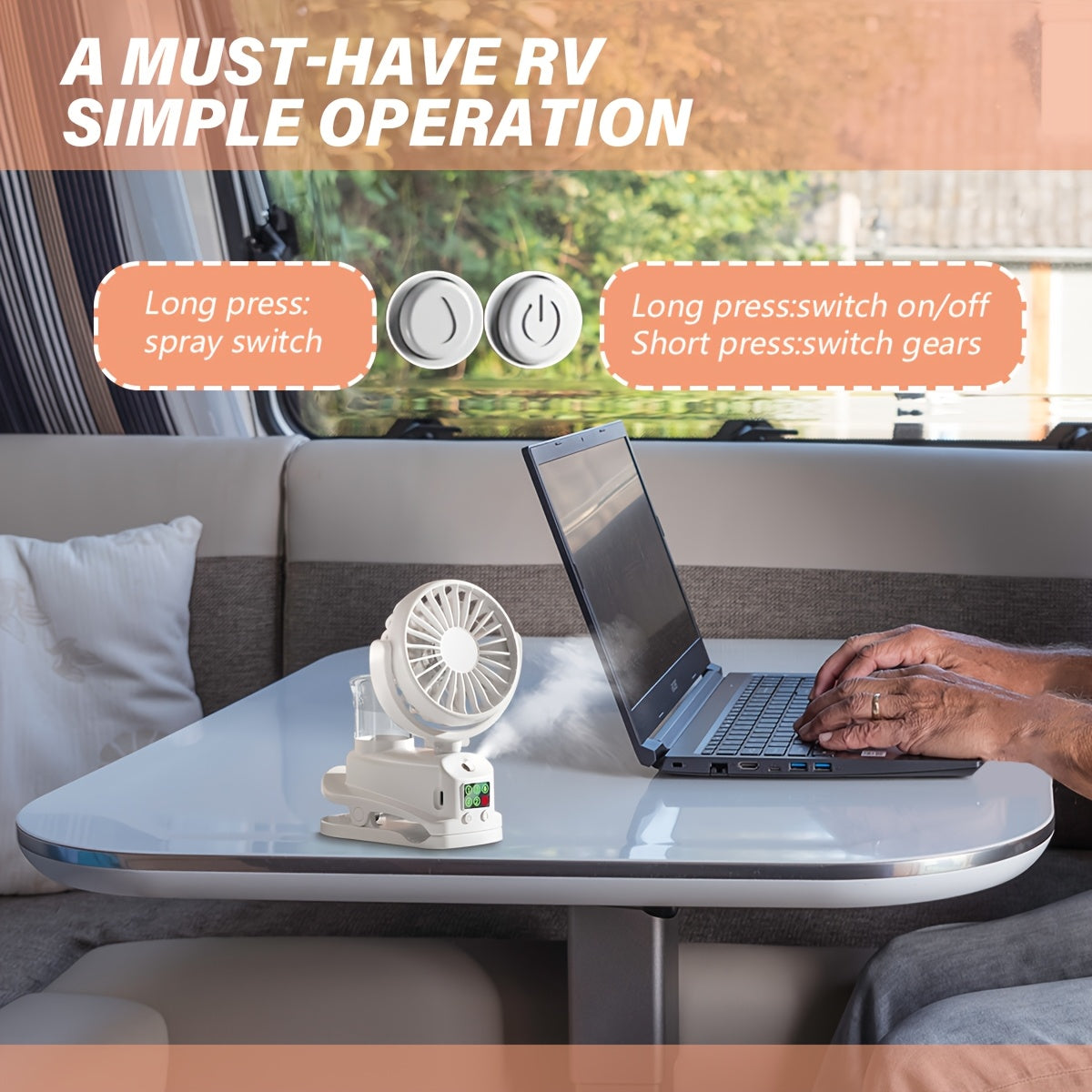 2-in-1 USB Fan and Humidifier Portable Desktop Fan with 4 Speeds and 2 Humidity Levels