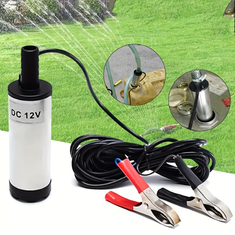 12V DC Submersible Oil Pump with Battery Clamps for Car Transfer