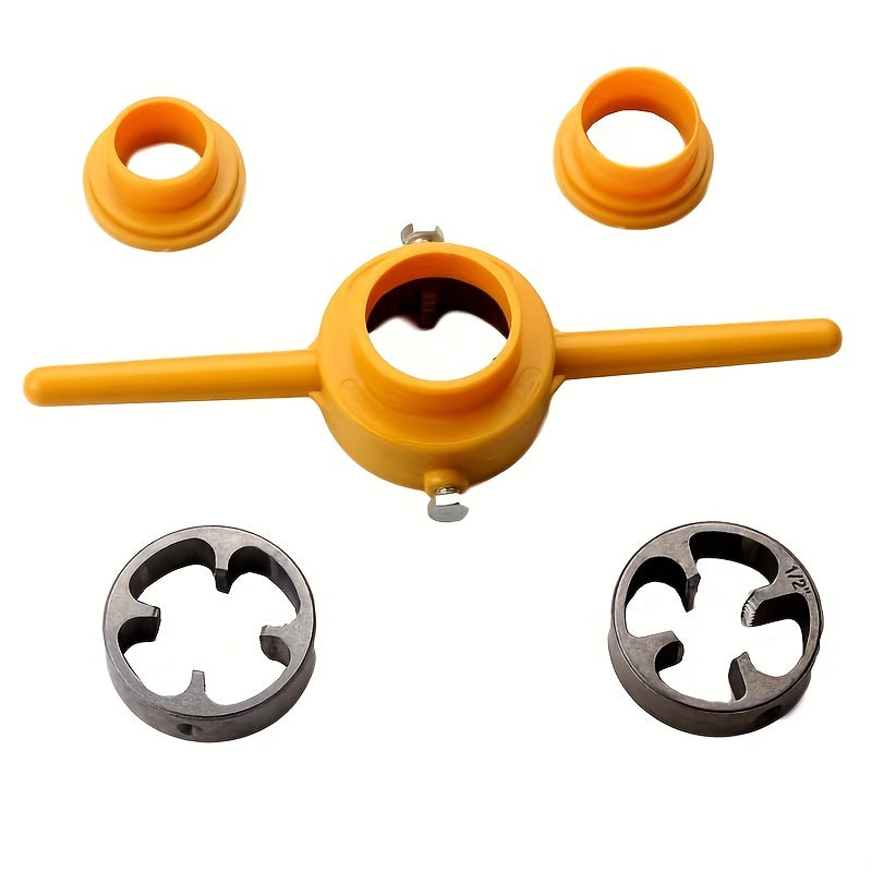 Set of 6 PVC Plastic Water Pipe Dies with Tap Wrench, Sizes 10.16/15.24/2.54 cm