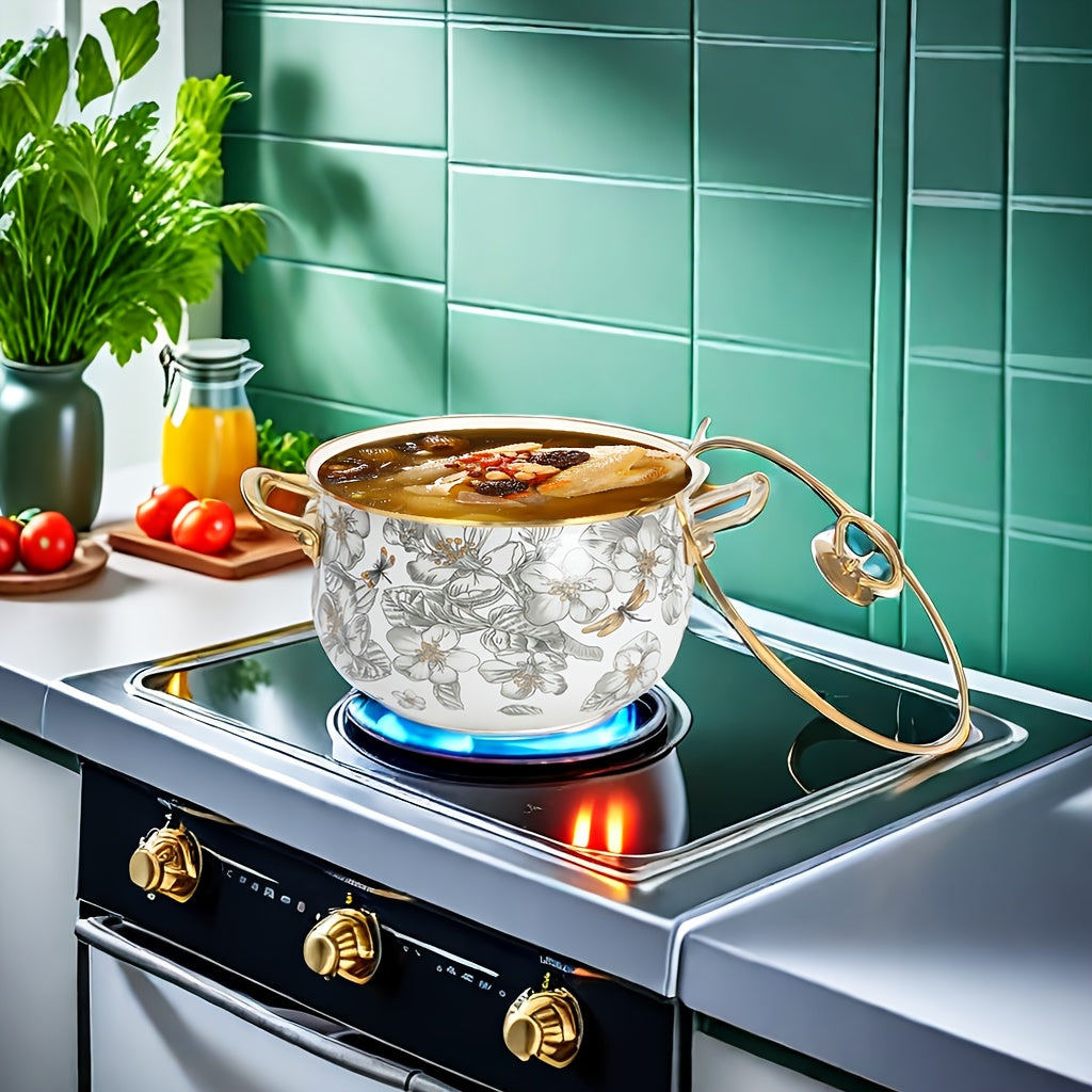 Enamel Cooking Pot for Soup and Stew Non-Stick Easy to Clean Versatile Kitchen Use