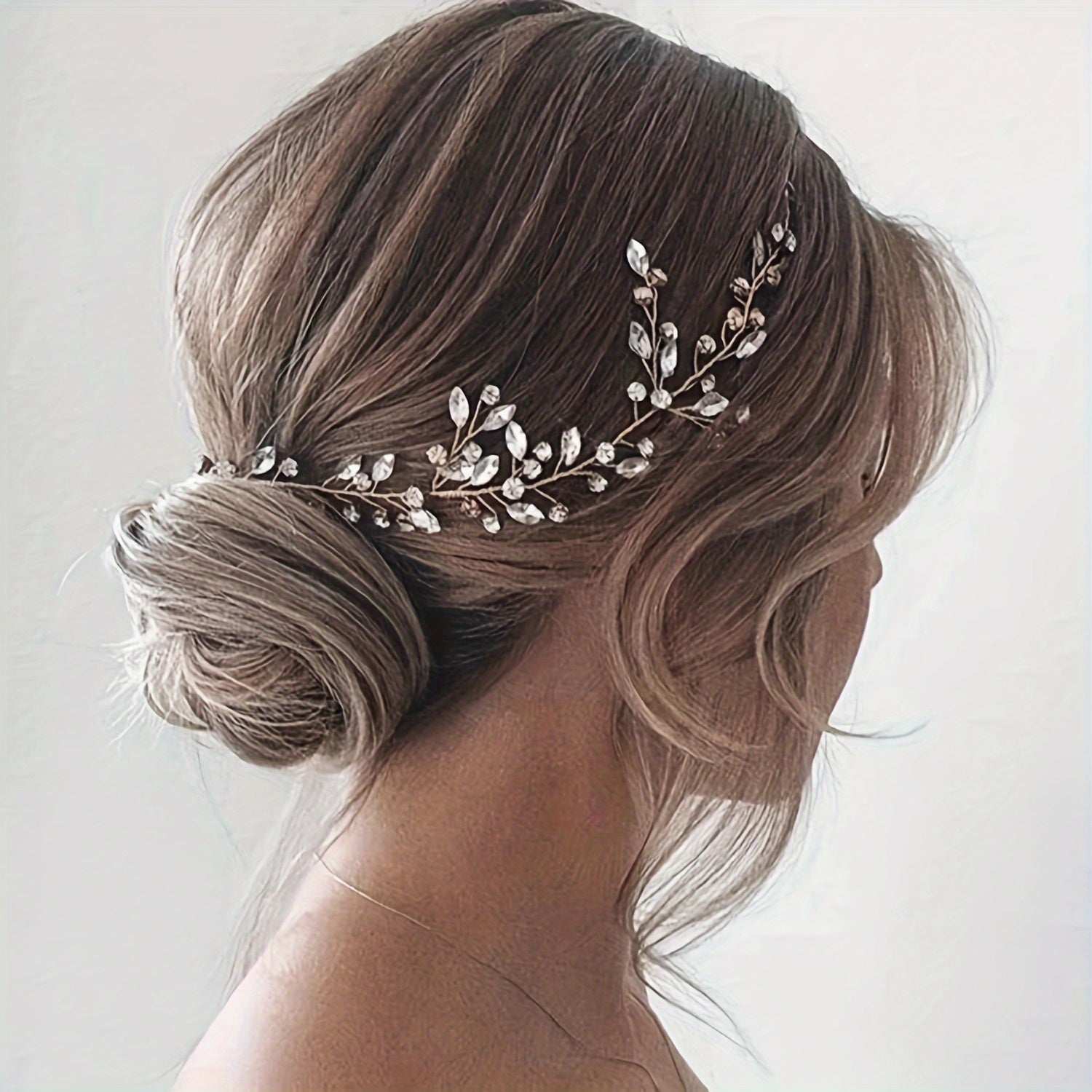 Bridal Hair Vine Rhinestone Beads Leaf Shaped Wedding Hair Accessory