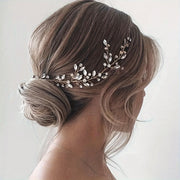 Bridal Hair Vine Rhinestone Beads Leaf Shaped Wedding Hair Accessory