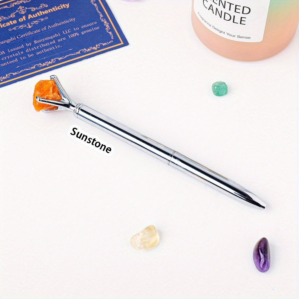 Large Natural Amethyst Crystal Raw Stone Pen Ballpoint for Stationery and Gifts