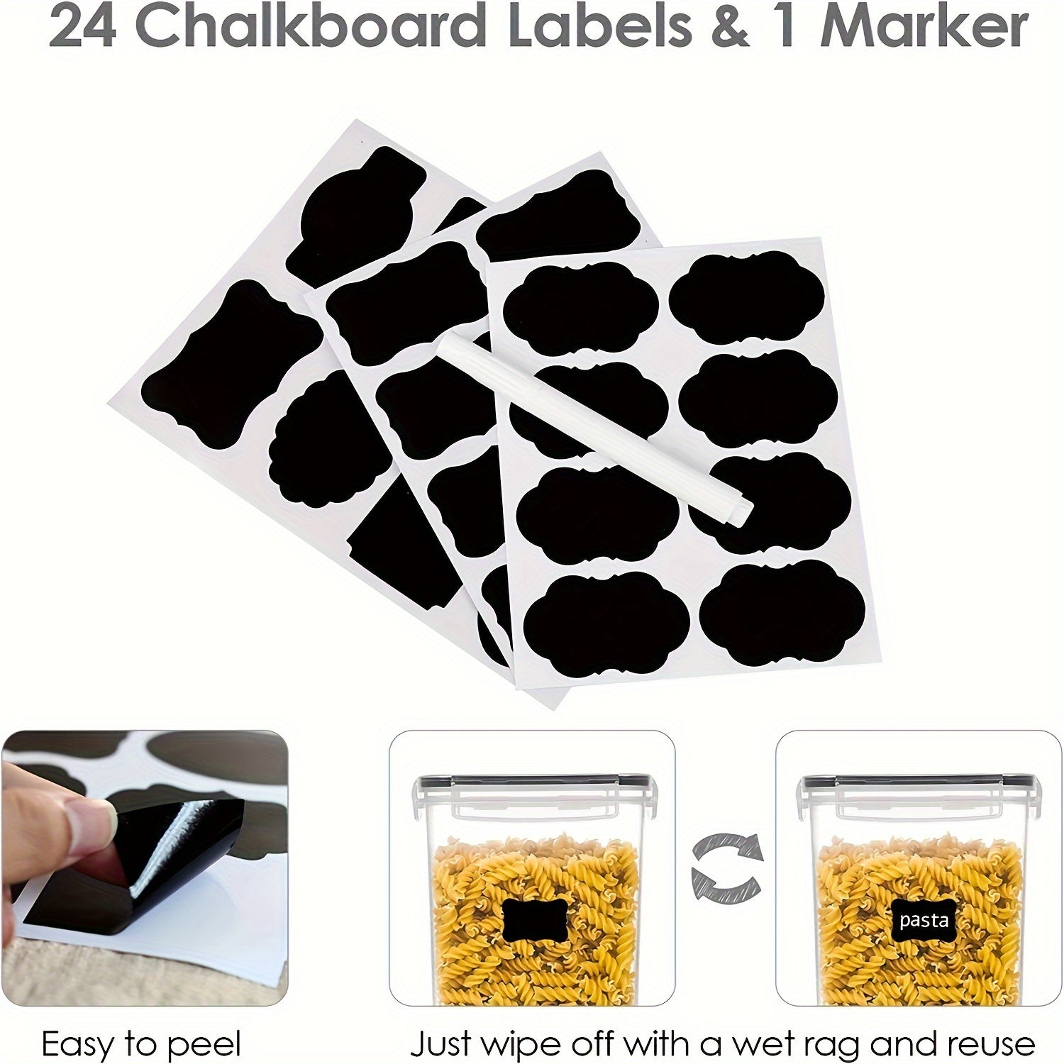 6-Piece BPA-Free Food Storage Container Set with Labels for Pantry Organization