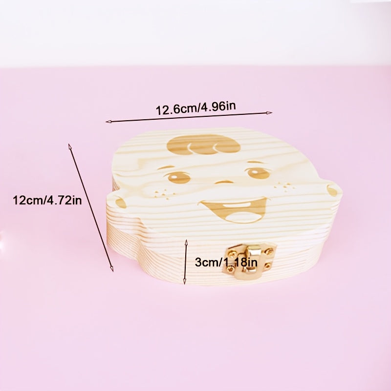 Kids Keepsake Box Natural Wood with Compartments for Baby Teeth and Umbilical Cords
