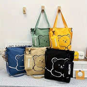 Cartoon Print Nylon Tote Bag with Large Capacity for Commuting Shoulder and Coin Bags
