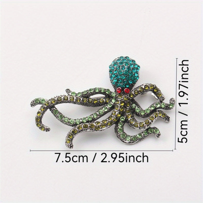 Брошь-осьминог с rhinestones, океанские украшения для женщин и мужчин