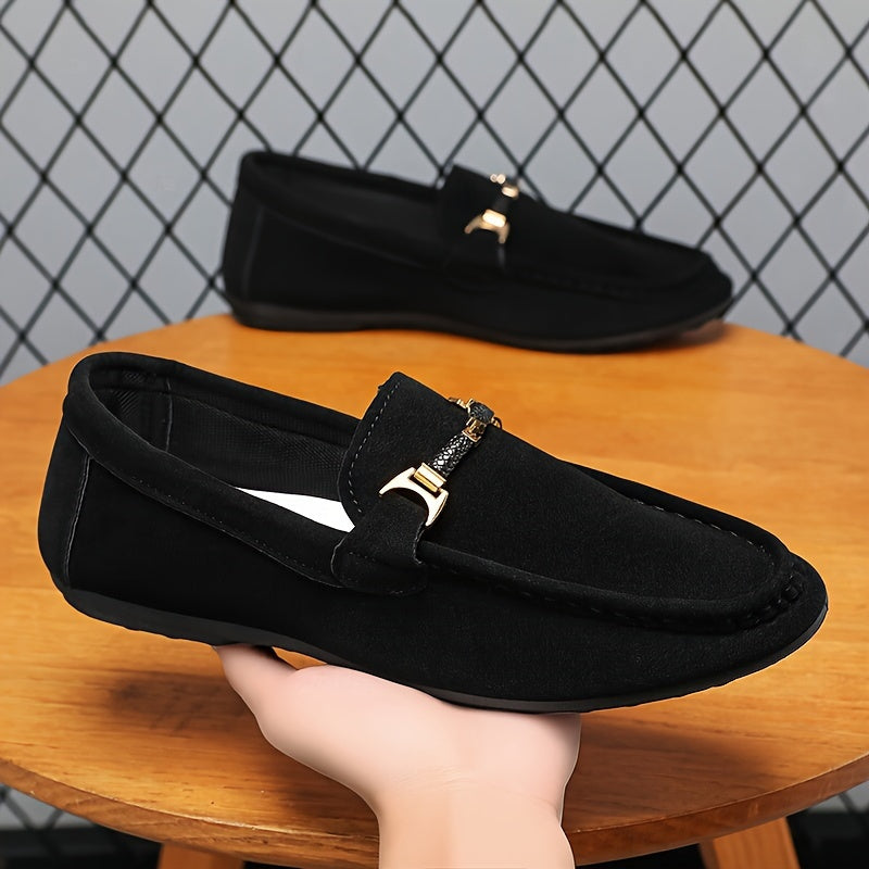 Men's Casual Loafer Shoes Slip-On Sneakers Solid Color Round Toe All-Season Comfort