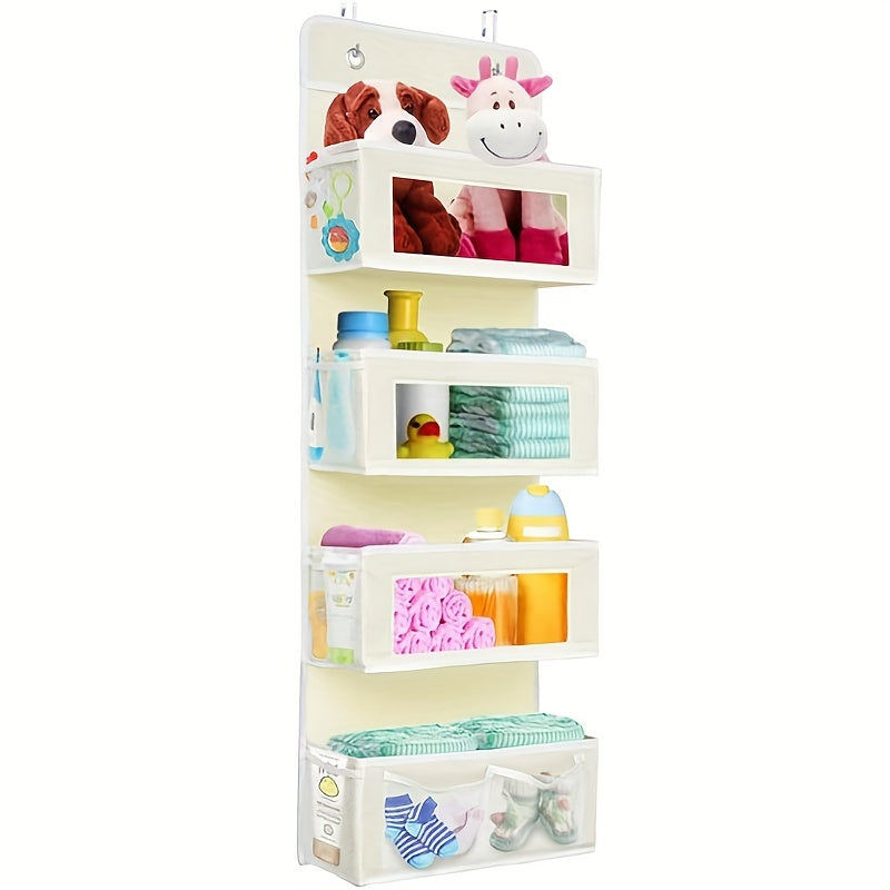 Fabric Hanging Storage Organizer with Over Door Pockets and Mesh Pockets for Closet Pantry Nursery