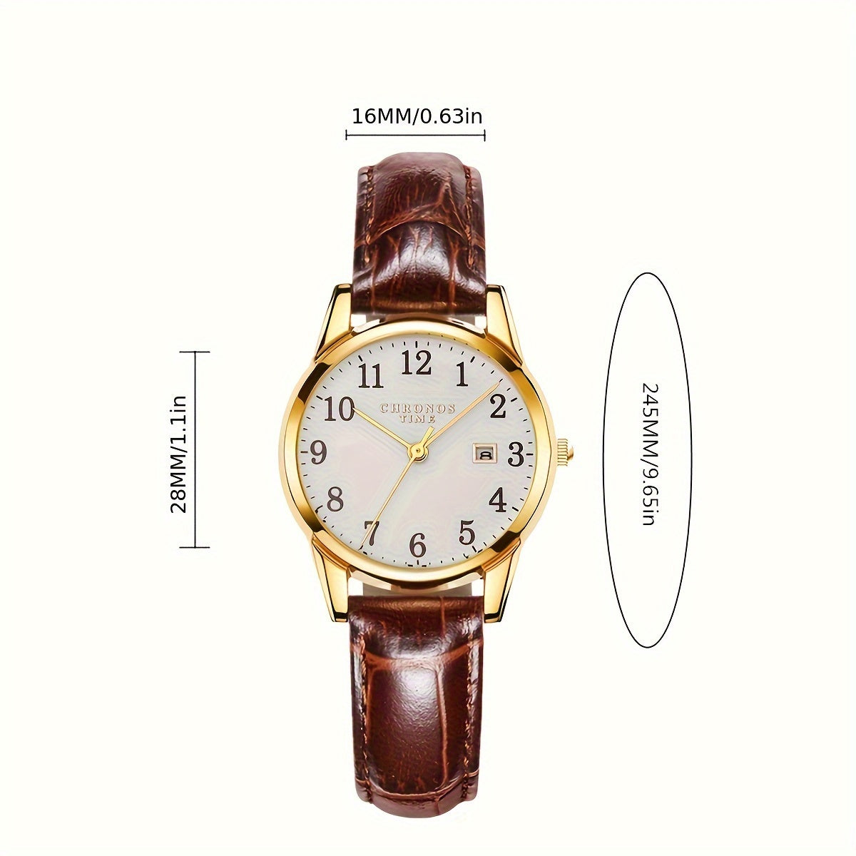 Women's Elegant Watch Faux Leather Strap Calendar Automatic Quartz Digital Sleek Design