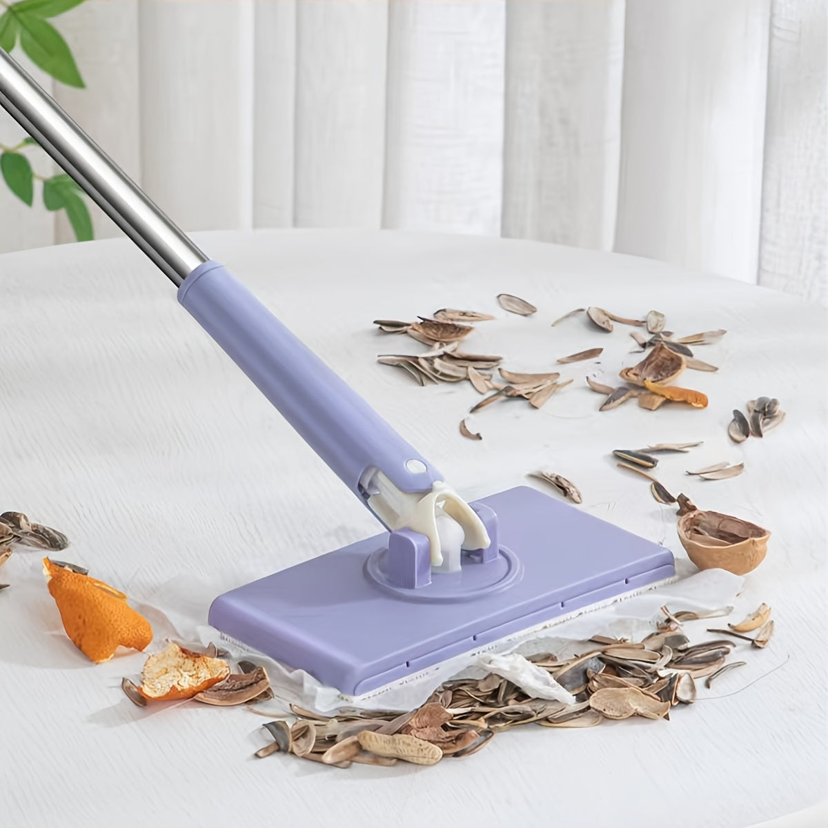 Microfiber Mop with Automatic Clamp and Flat Dusting Wipe for Kitchen and Home