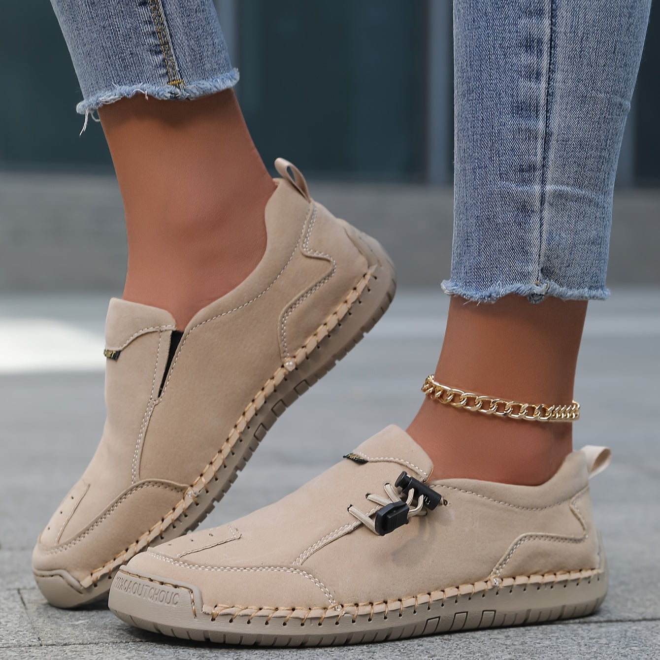 Zapatos de mujer tipo mocasín sintéticos con slip-on casual y borla