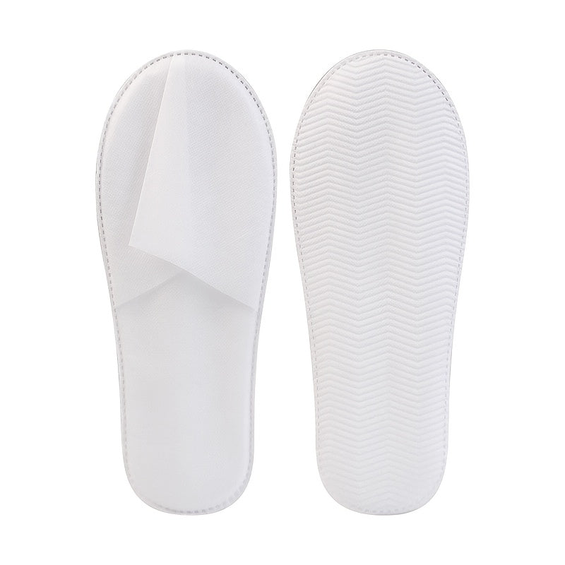 10 Pcs White Non-Slip Disposable Slippers for Hotel Travel Home