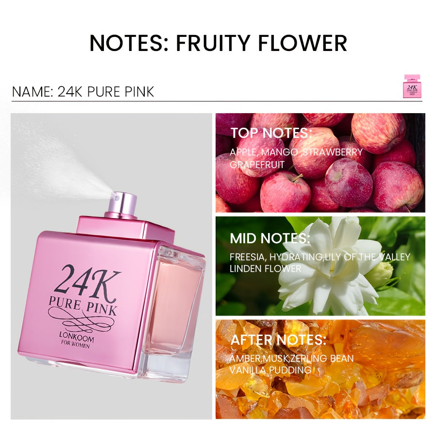 Women's Pink Floral Fruity Eau De Parfum 100ml with Apple Orchid Amber