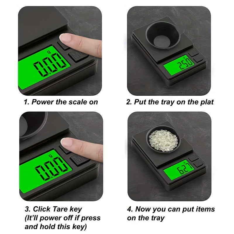 Digital Mini Tea Scale 0.01g Precision Kitchen Scale Black Lightweight Compact