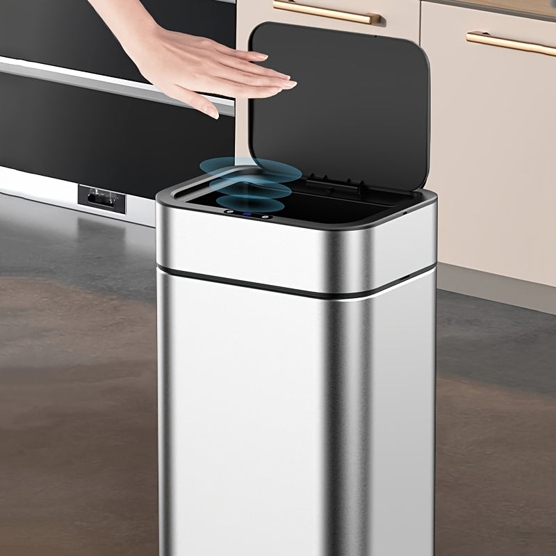 Smart Sensor Trash Can with Large Capacity Stainless Steel Infrared Kick-Activated Odor-Proof Lid