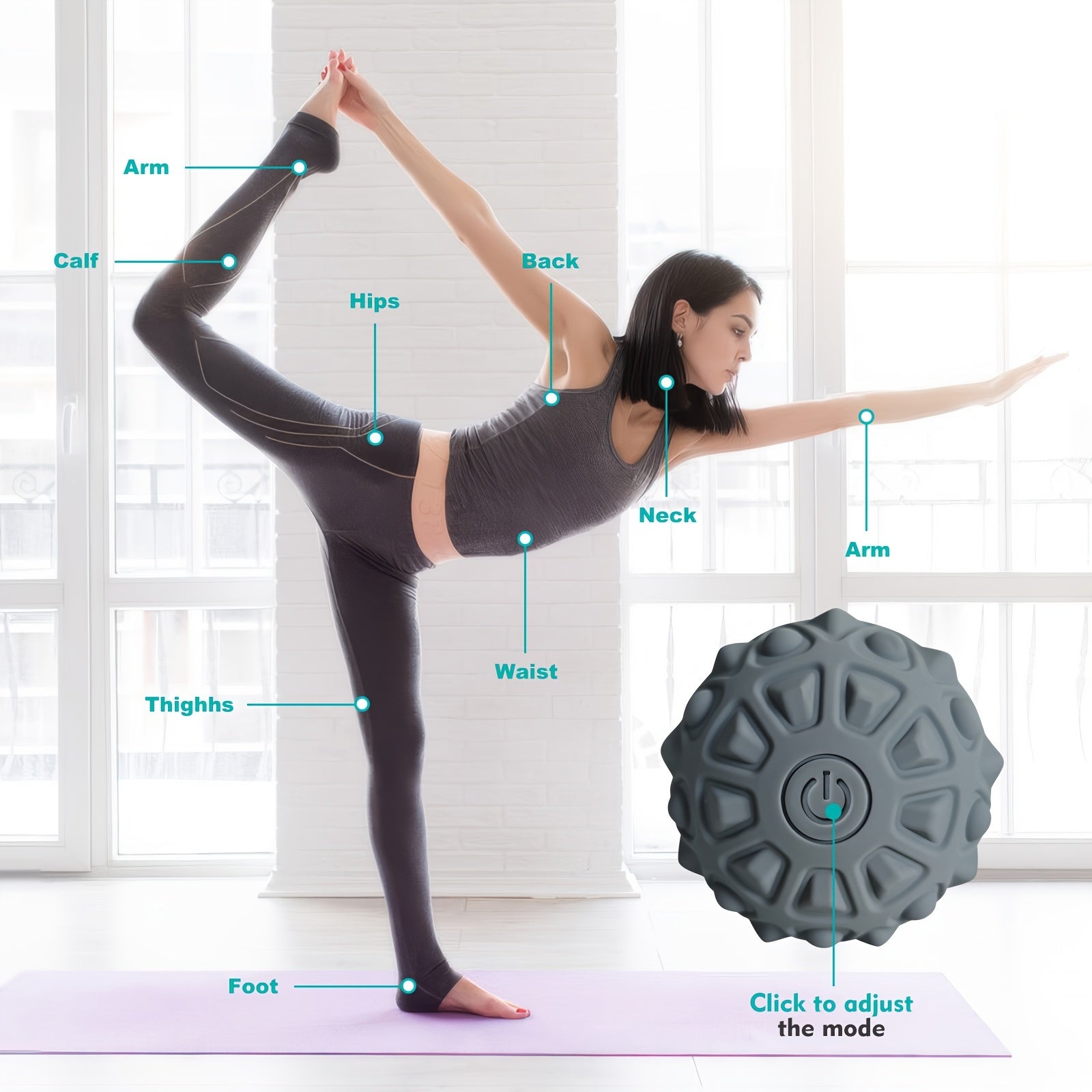 Shahar fitnessi uchun mini tebranish massaj to'pi, qo'llar, oyoqlar, son va qorinni bo'shatish uchun ideal.