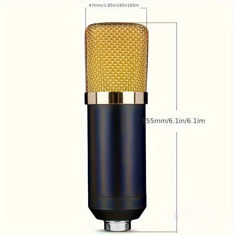 Black Condenser Microphone for Gaming Singing Karaoke Streaming with Volume Control