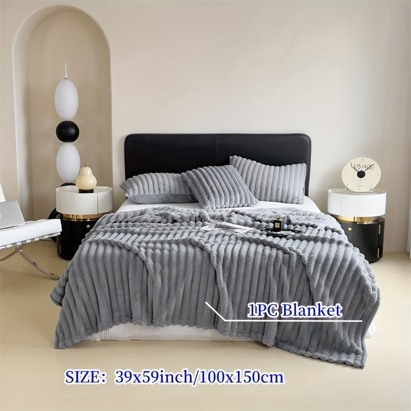 Double-Sided Faux Rabbit Fur Blanket Soft Warm Cozy for Bedroom Living Room Travel