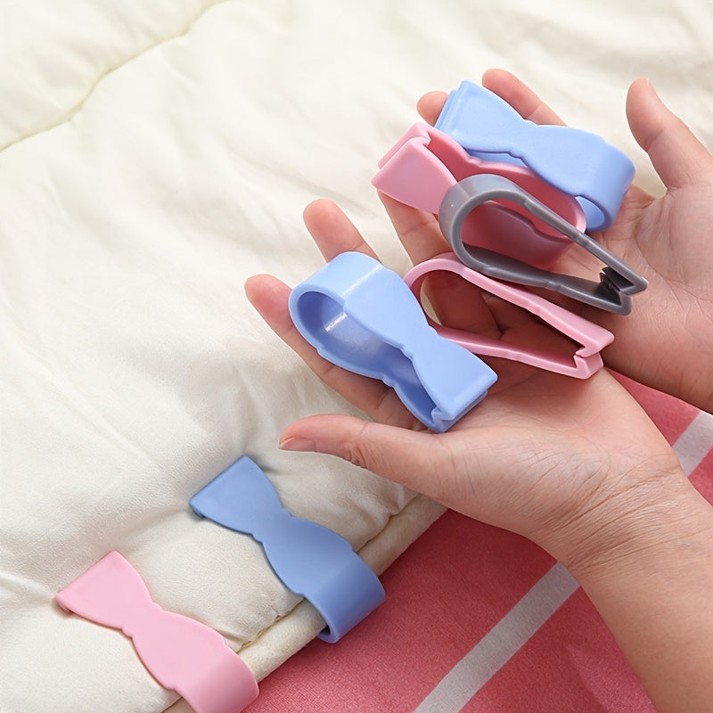 Set of 5 Pink and Blue Bed Cover Clips No-Sew Blanket Holders Anti-Slip Bedding Corners Hand Washable