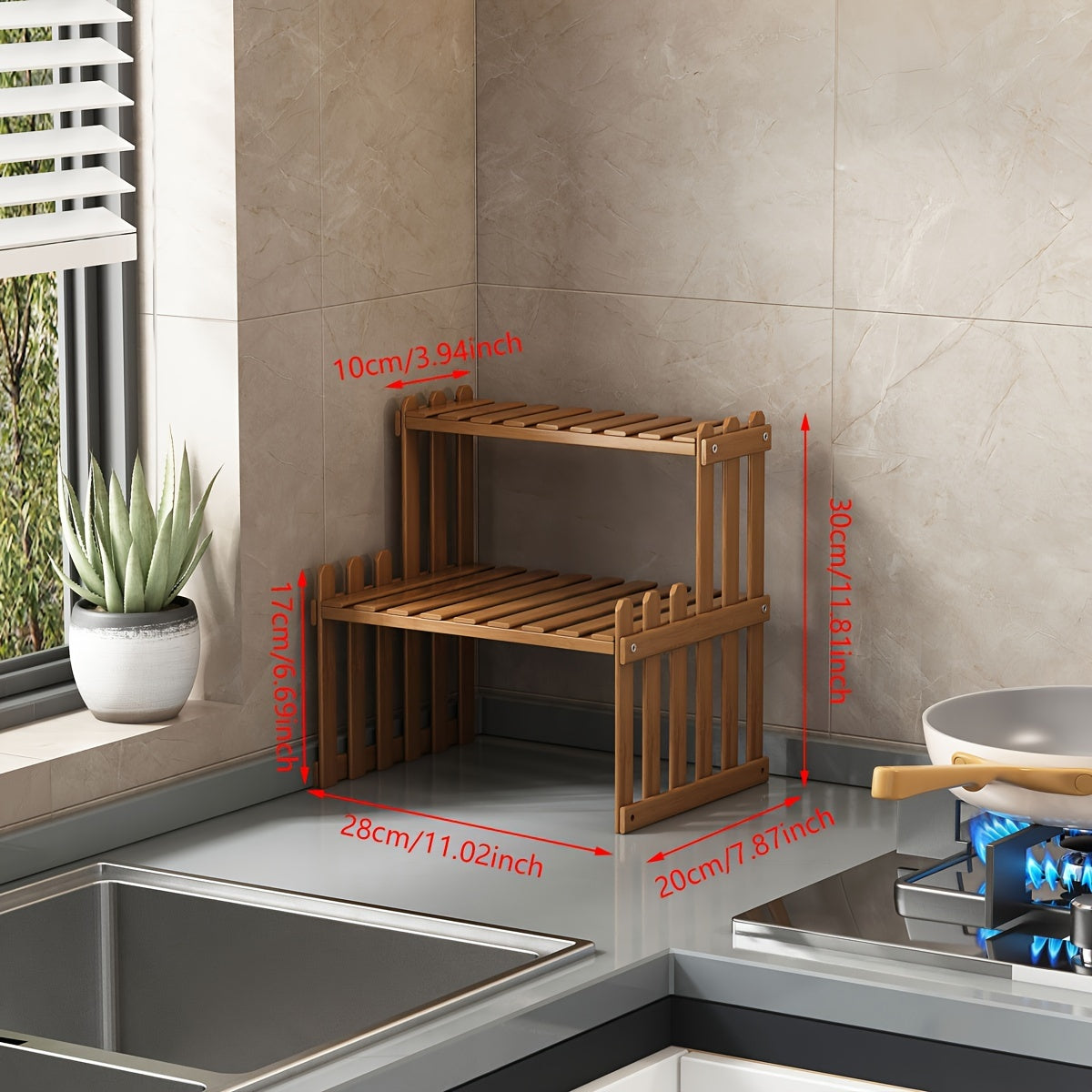 Открытая угловая полка для хранения из бамбука, двухслойная, в повседневном стиле, напольная кухонная органайзерная стойка, не требует подключения к электричеству, компактная конструкция, передвижная, высота 220.