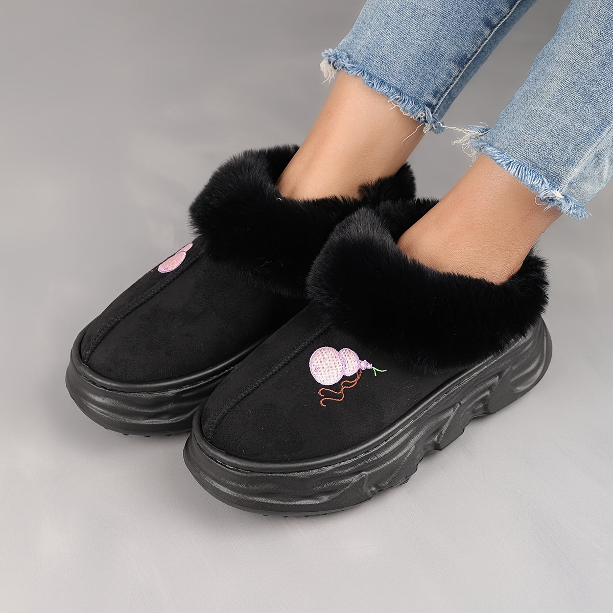 Unisex Faux Fur Lined Slip-On Winter Snow Boots for Men and Women