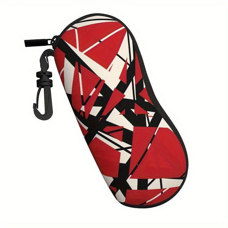 Портативный футляр для очков с дизайном полос EVH - с классическим красно-черным узором. Этот дорожный замковый чехол для солнцезащитных очков идеально подходит как для мужчин, так и для женщин.