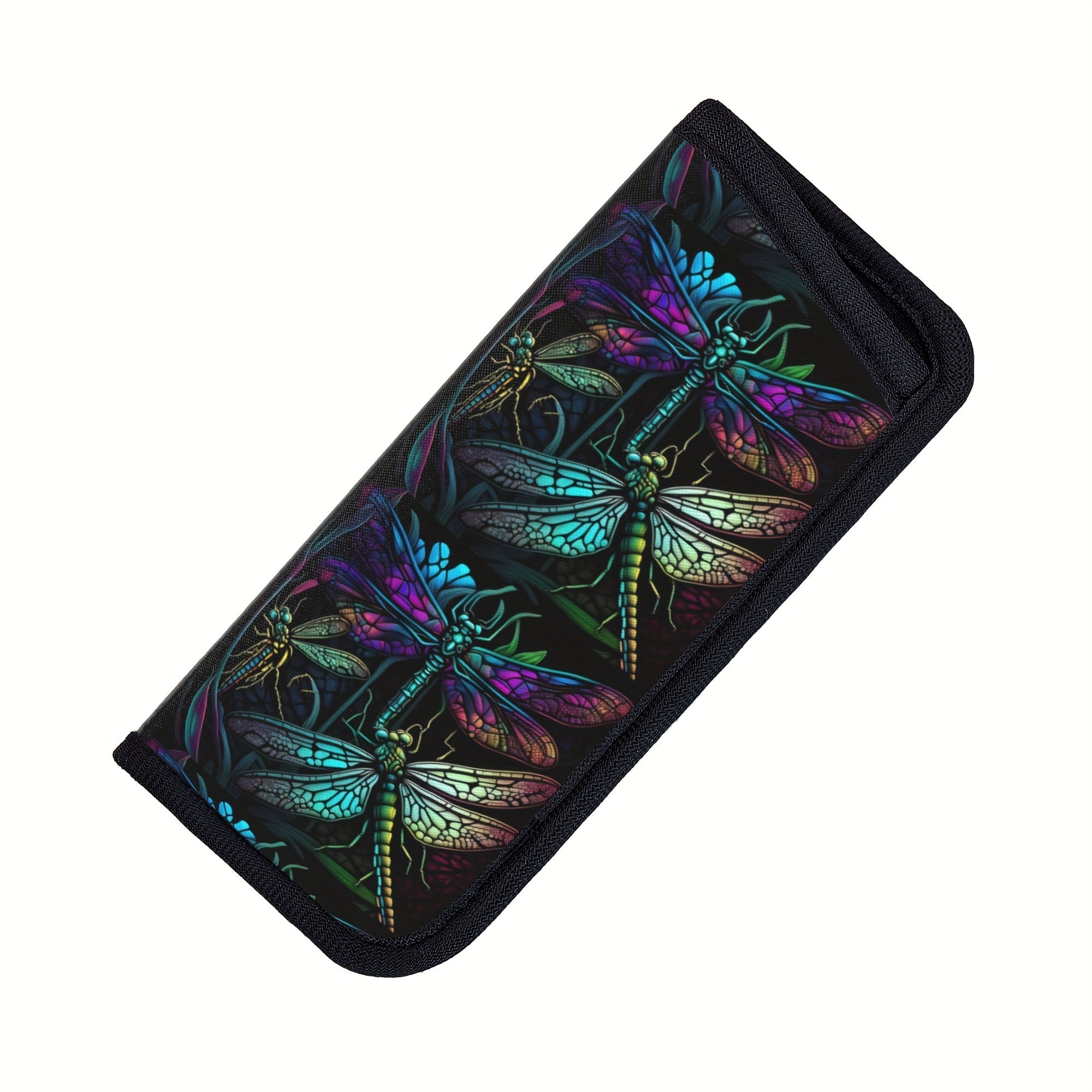 Yog'ochli shisha drakonfly neopren ko'zoynaklar qutisi, chidamli, yumshoq ko'zoynak qopqog'i