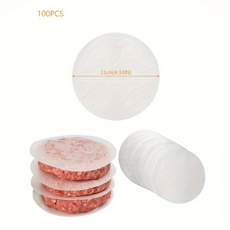 100 Pieces Non-Stick Hamburger Patty Paper Oil Absorbing Sheets for BBQ Freezing